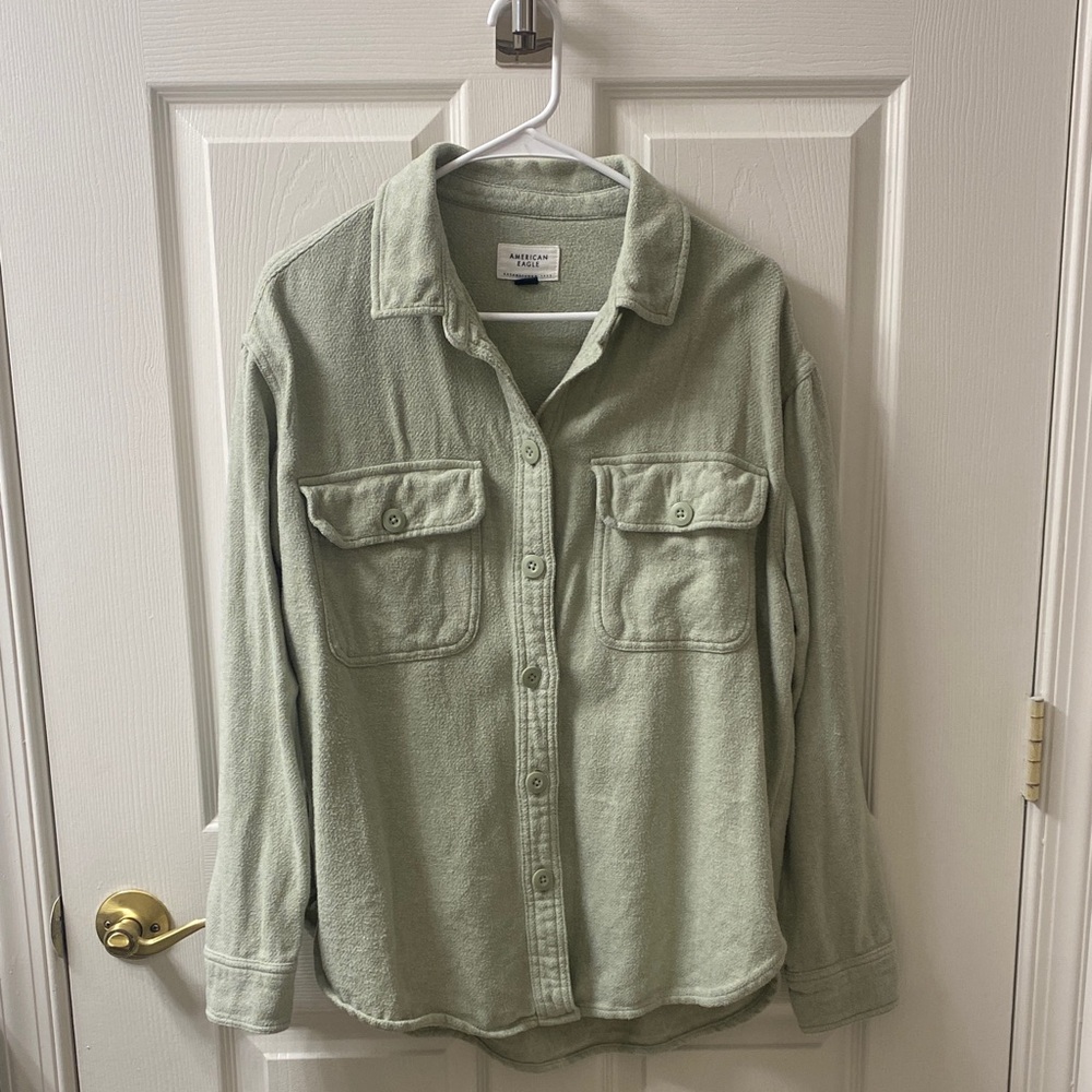 Sage Green Button-Up Shirt Shacket